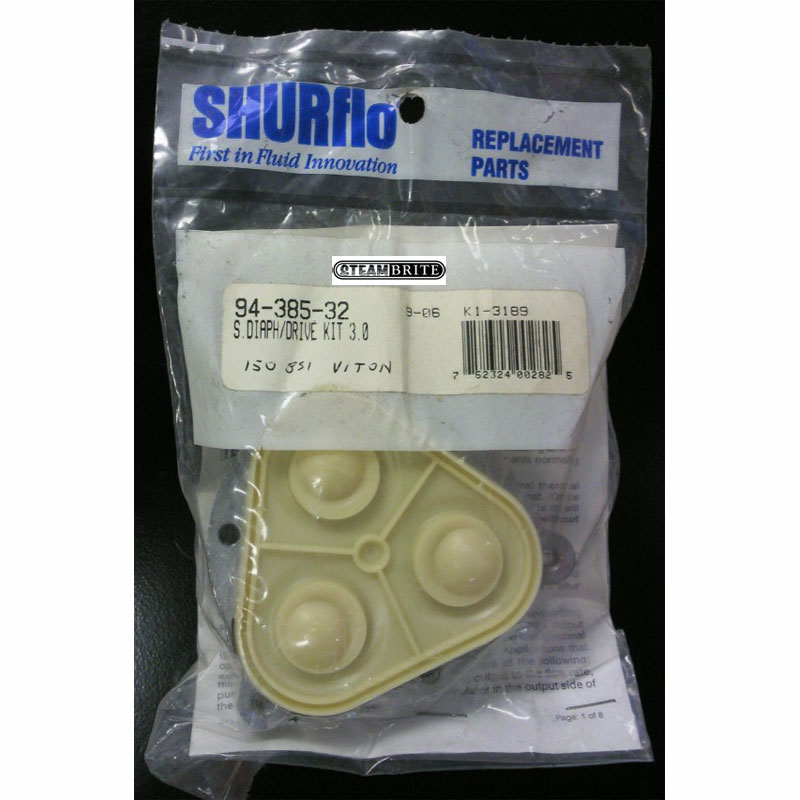 Shurflo 752324002825, 94-385-32 150psi, Santoprene Diaphragm and Drive Kit, for Viton Pumps 3.0